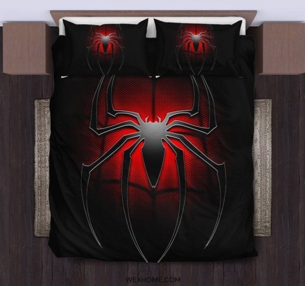 Spiderman Symbol In Black And Red Background Bedding Set