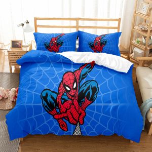 Spiderman Ultimate Animated In Blue Background Bedding Set Twin