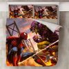 Spiderman In Winter With Leaves Fall Background Bedding Set Full
