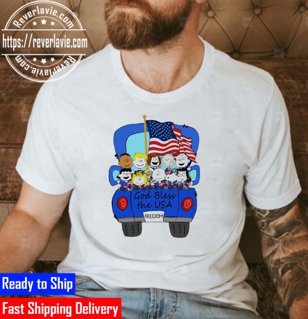 The Peanuts Characters God Bless The USA freedom 4th of July Unisex T-Shirt