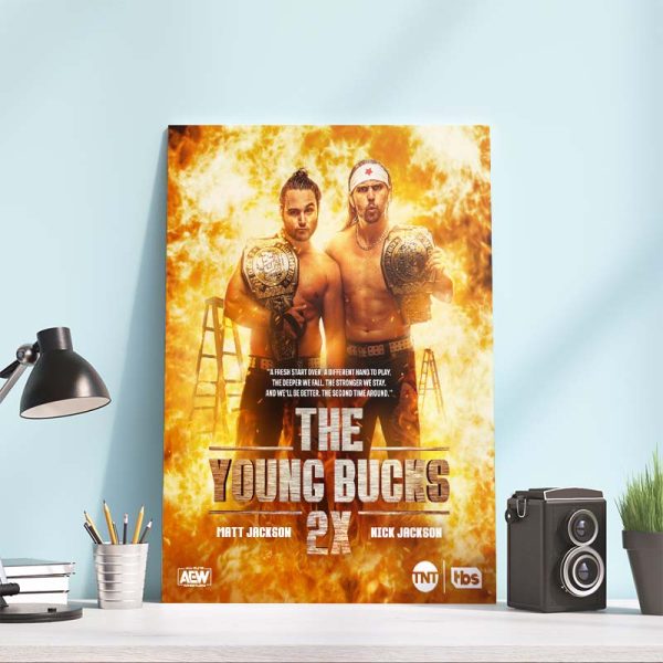The Young Bucks Matt Jackson Nick Jackson 2x AEW World Tag Team Champs Poster Canvas