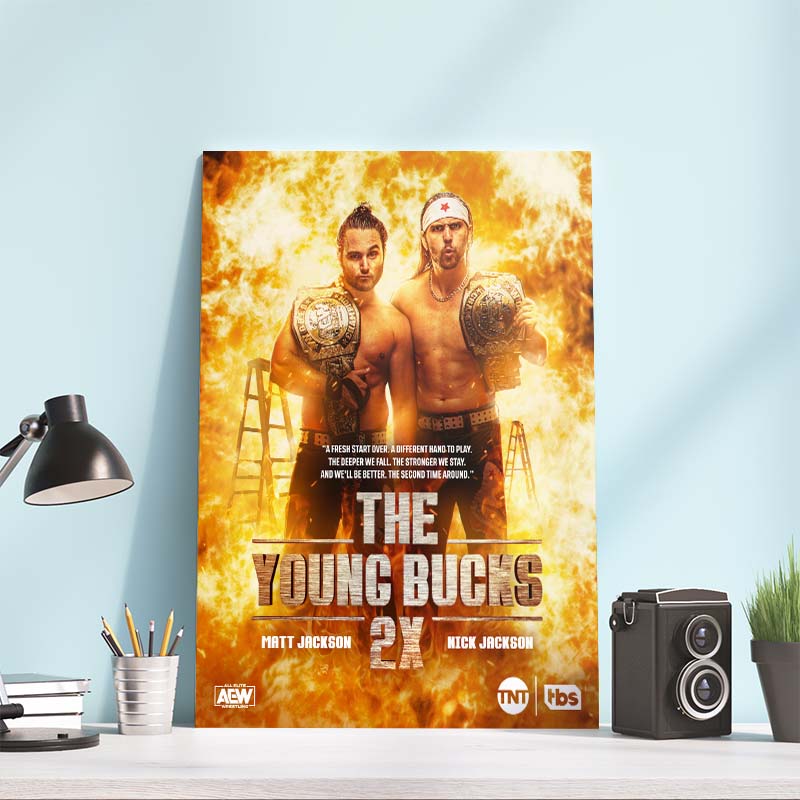 The Young Bucks Matt Jackson Nick Jackson 2x AEW World Tag Team Champs Poster Canvas The Young Bucks Matt Jackson Nick Jackson 2x AEW World Tag Team Champs Poster Canvas
