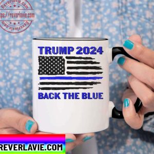 Trump Mug Police Trump 2024 Back The Blue American Flag Thin Blue Line 4th of July Ceramic Coffee Mug Tea Cup