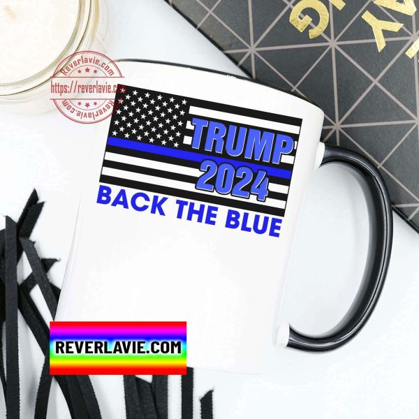 Trump Mug Trump 2024 Back The Blue American Flag Thin Blue Line Police Ceramic Coffee Mug Tea Cup