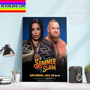 Undisputed WWE Universal Title In A Last Man Standing Match At Summer Slam  Mandy Rose and Brock Lesnar Home Decor Poster Canvas