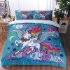 Unicorn Pattern With Cloud And Rainbow In Cute Pink Background Bedding Set Twin