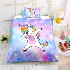 Unicorn Dabbing In Galaxy Background Bedroom Set