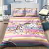 Unicorn With Rainbow Hair And Horn In Galaxy Background Bedding Set Full