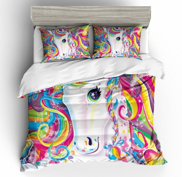 Unicorn With Rainbow Hair Bedding Set Twin