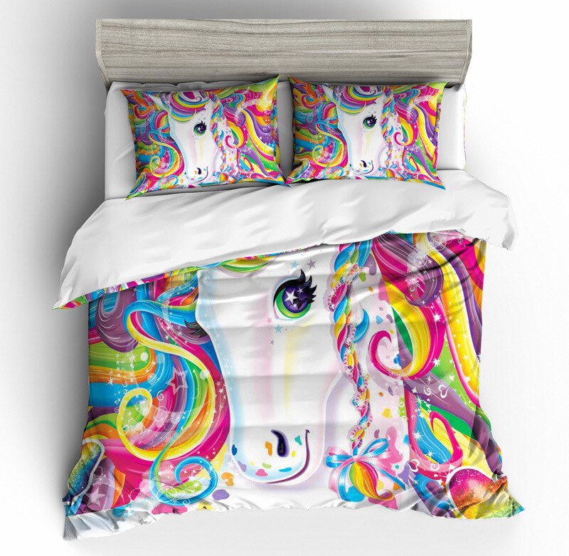 Unicorn With Rainbow Hair Bedding Set Twin Unicorn With Rainbow Hair Bedding Set Twin
