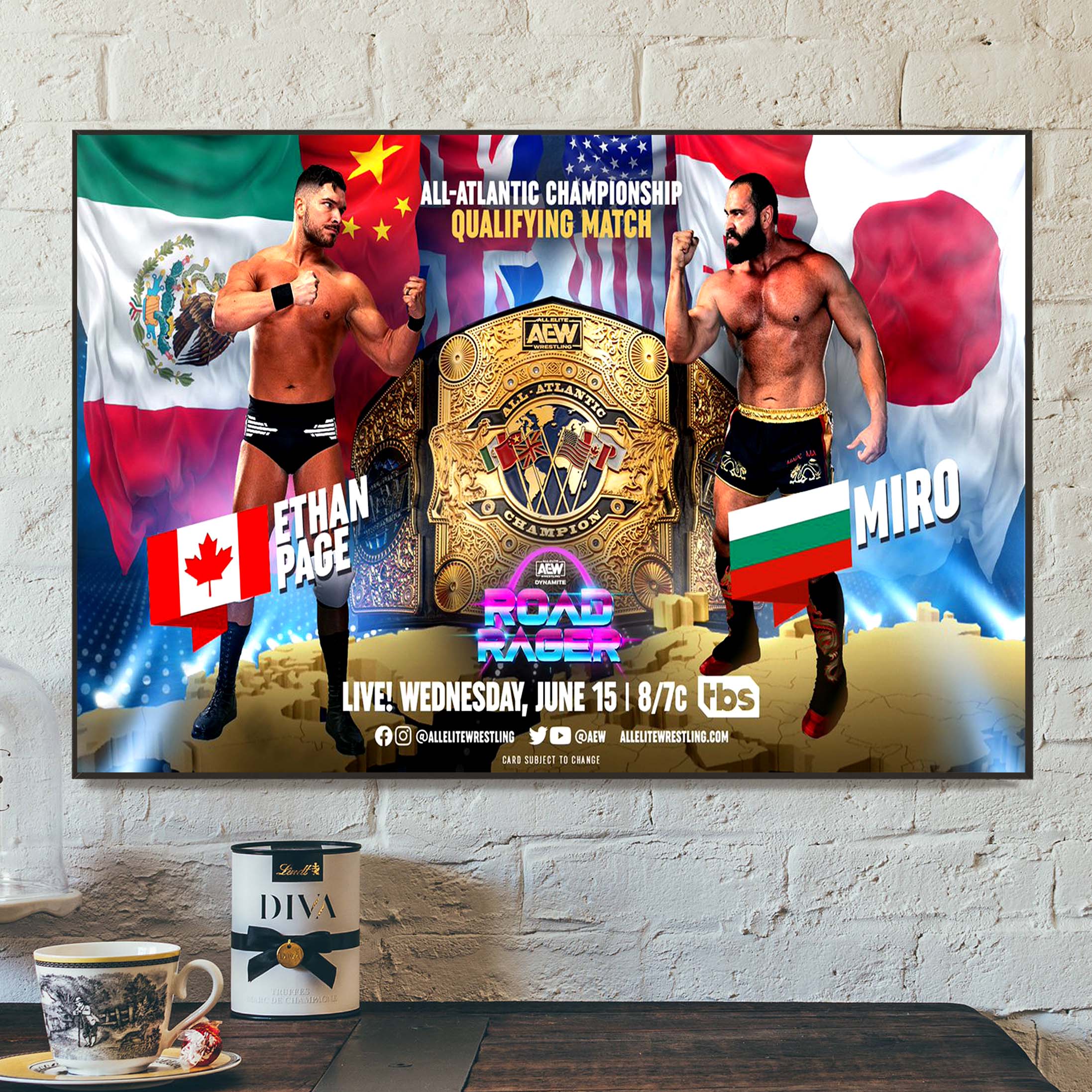 WWE All Elite Wrestling AEW Dynamite All-Atlantic Championship Ethan Page vs Miro Poster Canvas WWE All Elite Wrestling AEW Dynamite All-Atlantic Championship Ethan Page vs Miro Poster Canvas