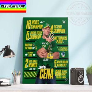 WWE John Cena All Titles The GOAT Is Spelt Cena Month Home Decor Poster Canvas