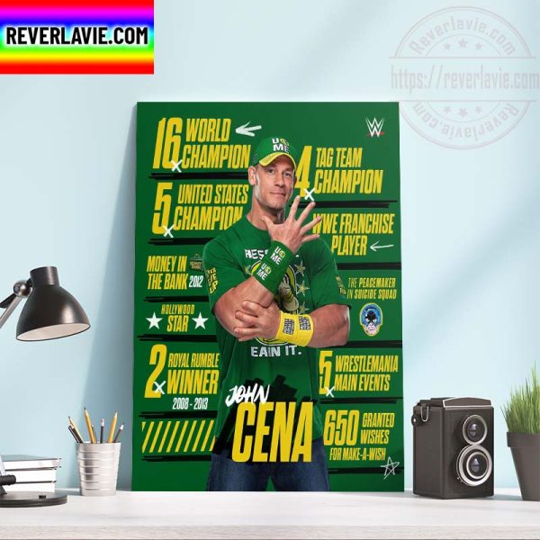 WWE John Cena All Titles The GOAT Is Spelt Cena Month Home Decor Poster Canvas