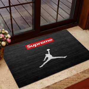 Air Jordan x Supreme In Black Background Doormat