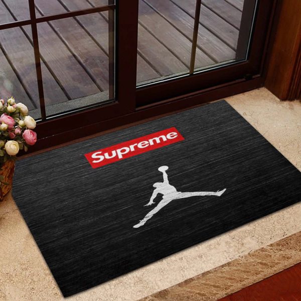 Air Jordan x Supreme In Black Background Doormat