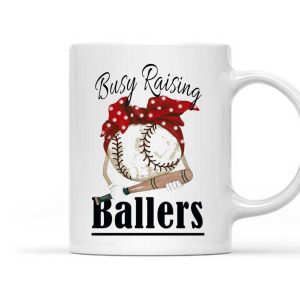 Baseball Busy Raising Ballers Bow Mug
