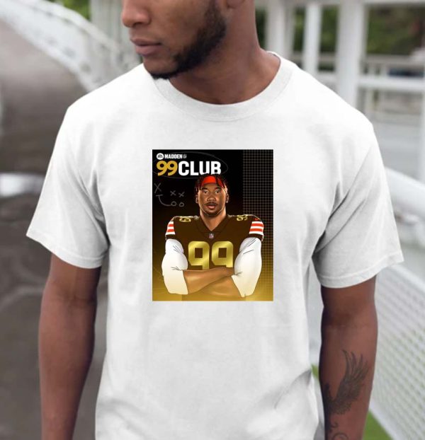 Congratulation Myles Garrett in The Madden NFL 99 Club T-shirt