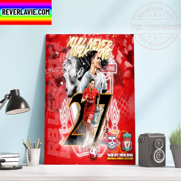 Darwin Nunez Wearing Number 27 In FC Liverpool Home Decor Poster Canvas