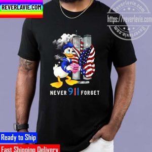 Donald Duck US Flag Never Forget 911 Disney Graphic Cartoon Unisex T-Shirt