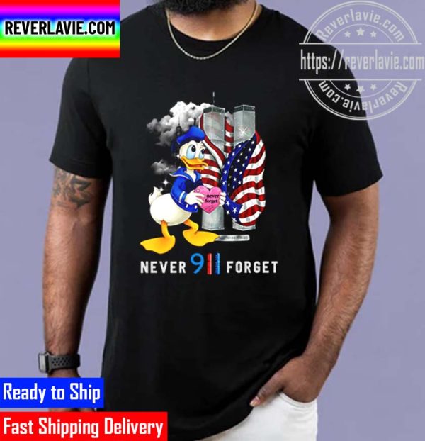 Donald Duck US Flag Never Forget 911 Disney Graphic Cartoon Unisex T-Shirt