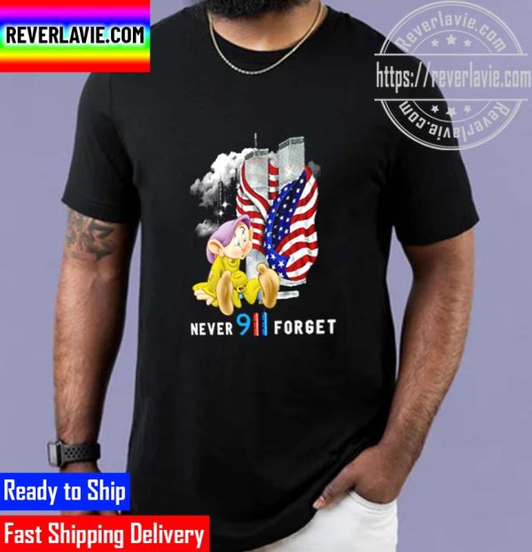 Dopey 7 Dwarfs US Flag Never Forget 911 Disney Graphic Cartoon Unisex T-Shirt