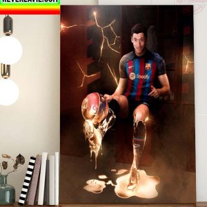 FC Barcelona Signed With LewanGOLDski Robert Lewandowski Home Decor Poster Canvas