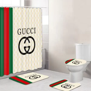 Gucci Black Logo With Vintage Web In Beige Monogram Blackground Bathroom Set