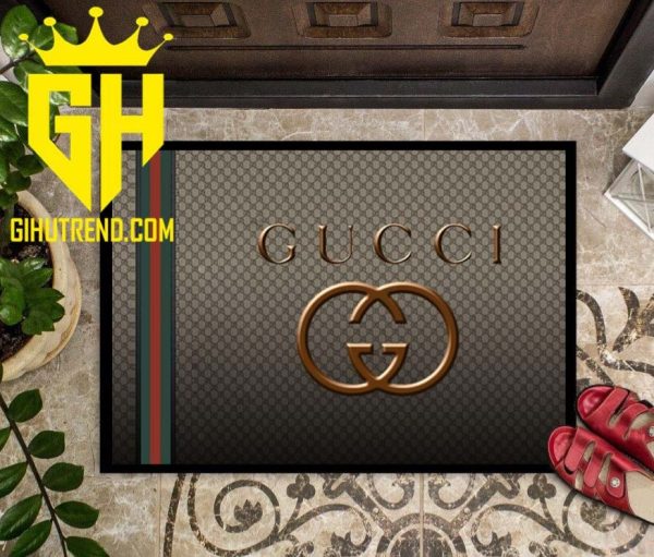 Gucci Gold Logo Red and Green Stripe Doormat