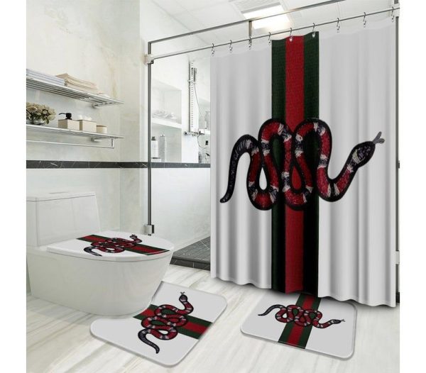 Gucci Snake With Vintage Web In White Background Bathroom Set