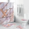 Louis Vuitton Big Golden Logo In Black Backgorund Shower Curtain Set