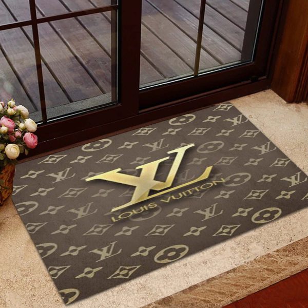Louis Vuitton Golden Logo on Brown Doormat