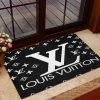 Louis Vuitton While Logo In Black Background Doormat