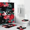 Louis Vuitton Big Logo In Water Color Background Shower Curtain Set