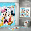 Mickey And Minnie Mouse Hang Out In Pink Stripe Bathroom Set