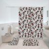 Mickey Mouse And Pluto In Orange Background Bathroom Shower Curtain Set