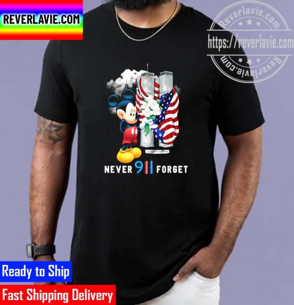Mickey Mouse US Flag Never Forget 911 Disney Graphic Cartoon Unisex T-Shirt