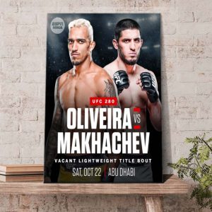 Oliveira vs Makhachev UFC 280 Abu Dhabi Poster Canvas
