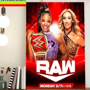 The EST of WWE Bianca Belair vs Carmella In WWE Raw Womens Title Home Decor Poster Canvas