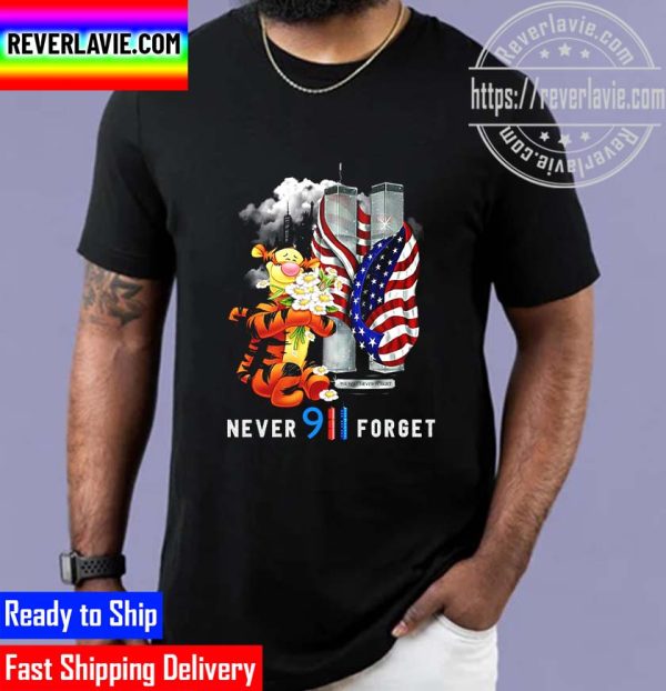Tigger US Flag Never Forget 911 Disney Graphic Cartoon Unisex T-Shirt