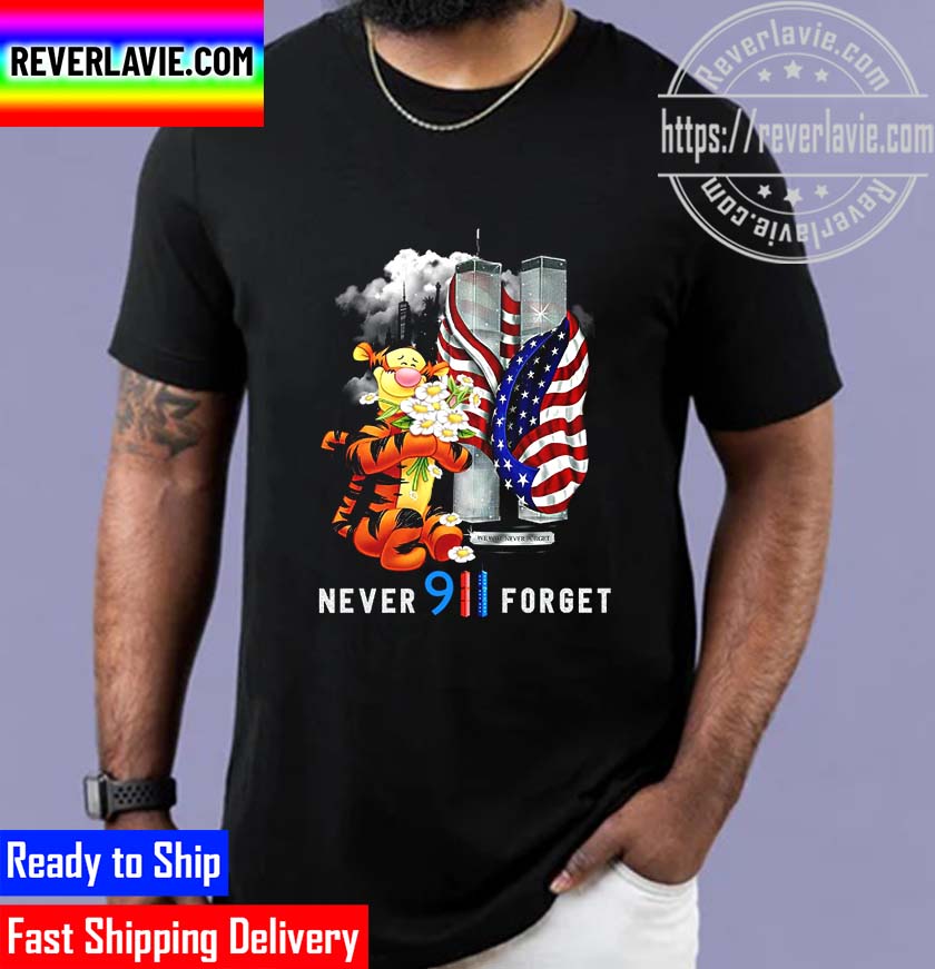 Tigger US Flag Never Forget 911 Disney Graphic Cartoon Unisex T-Shirt Tigger US Flag Never Forget 911 Disney Graphic Cartoon Unisex T-Shirt