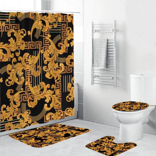 Versace Gold And Black Signature Baroque Bathroom Accessories Set