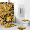 Versace Big Logo In Marble Background Bathroom Shower Curtain Set