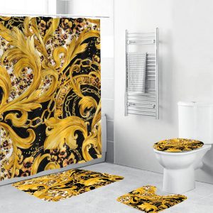 Versace Baroque With Golden Chains Bathroom Shower Curtain Set