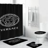 Versace Big Black Logo In Golden Background Bathroom Accessories Set