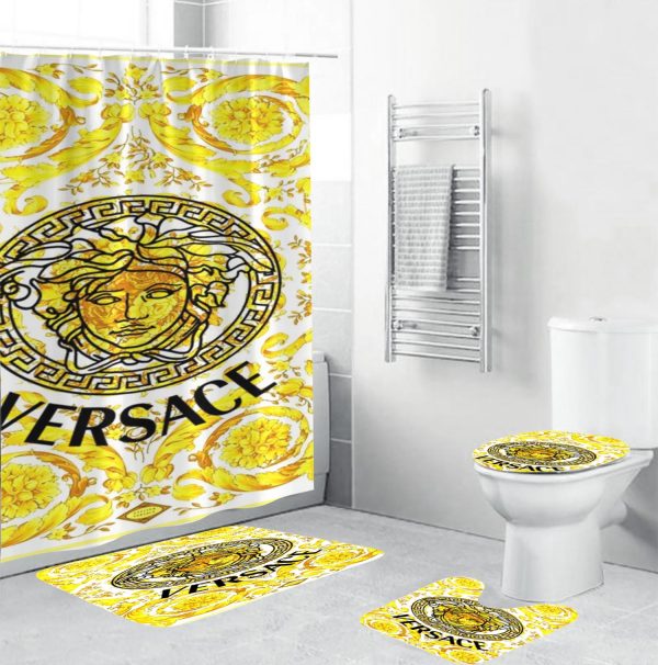 Versace Big Medusa In Baroque Background Bathroom Accessories Set