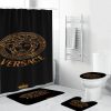 Versace Big Black Logo In Golden Background Bathroom Accessories Set