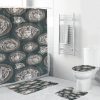 Versace Golden Medusa Face In Black Bathroom Shower Curtain Set