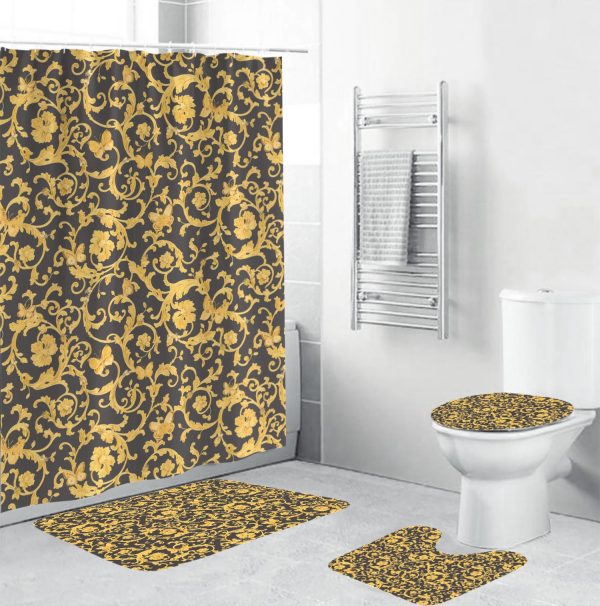 Versace Small Baroque Pattern Bathroom Shower Curtain Set