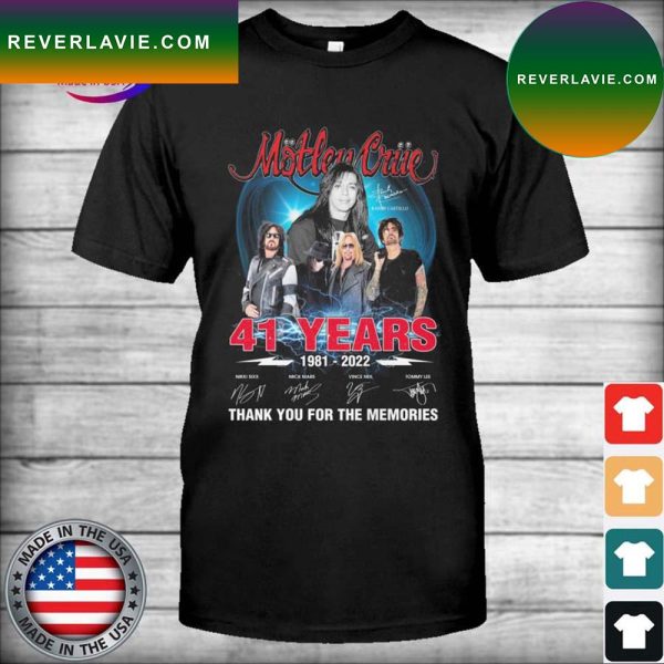 41 years 1981-2022 Motley Crue thank you for the memories signatures T-shirt