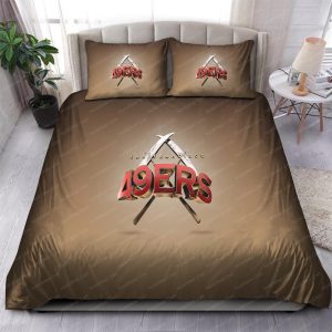 49ers Art 3D Logo In Brown Background Bedding Set